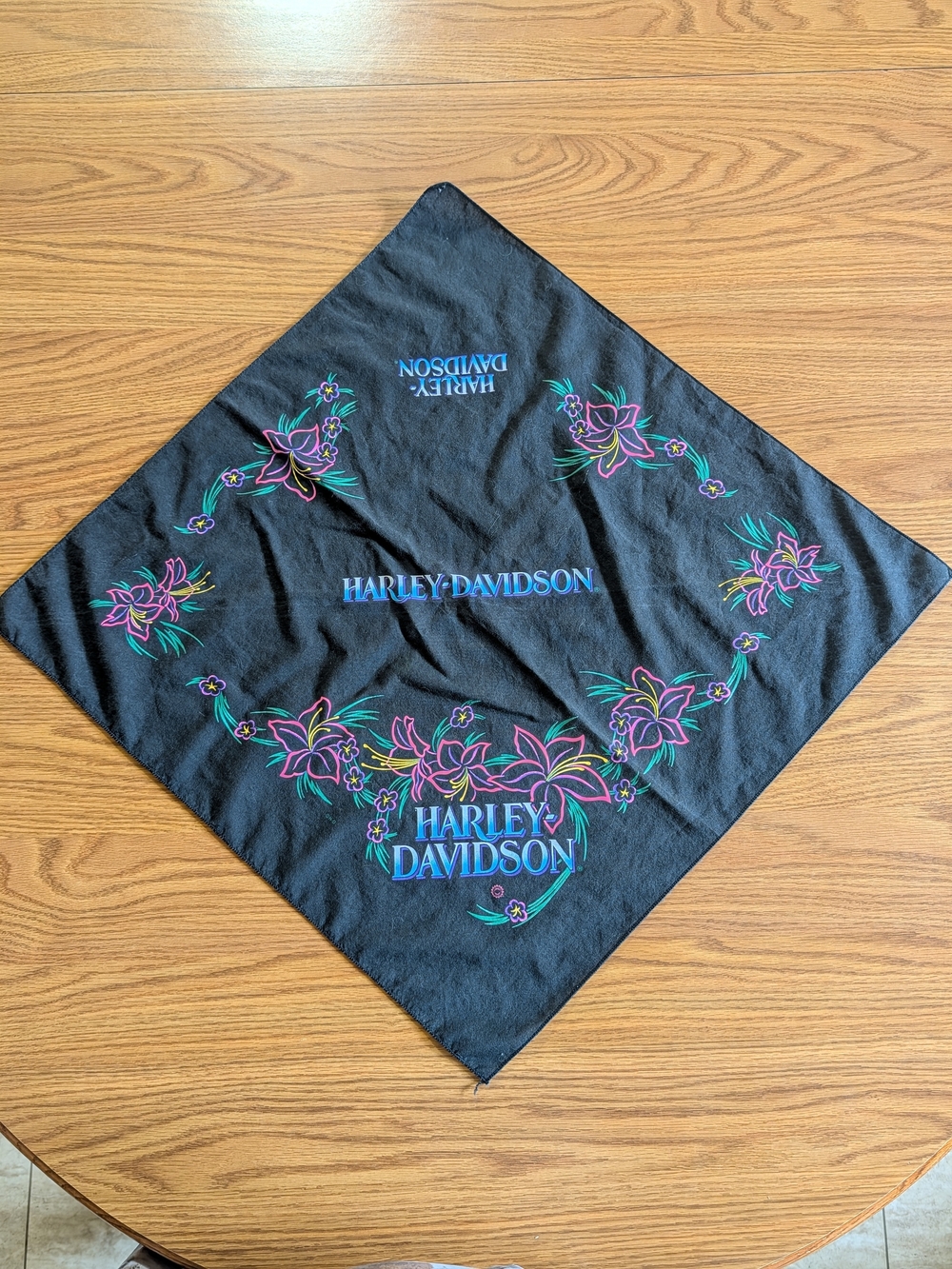 Harley-Davidson Black Floral Logo Bandana